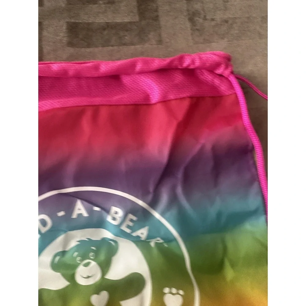 Build-A-Bear Workshop Rainbow Drawstring Backpack Cinch‎ Sack Bag Kids Pink Logo